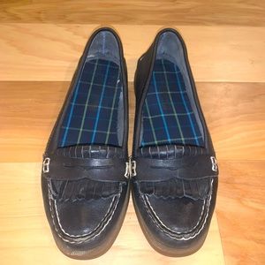 Navy blue Sperry’s top sider moccasins with leather upper size 8 EUC